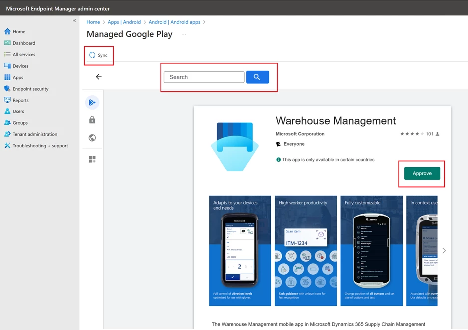 Warehouse Mngt - Search and Save optons