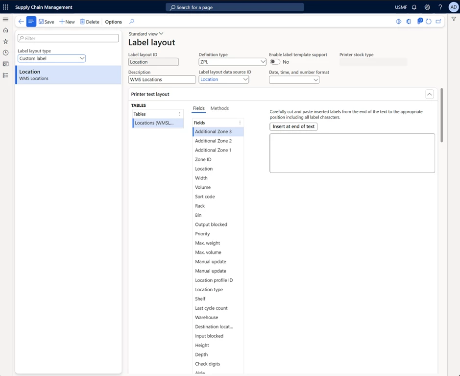 Custom Label Layout - EG purchase Order