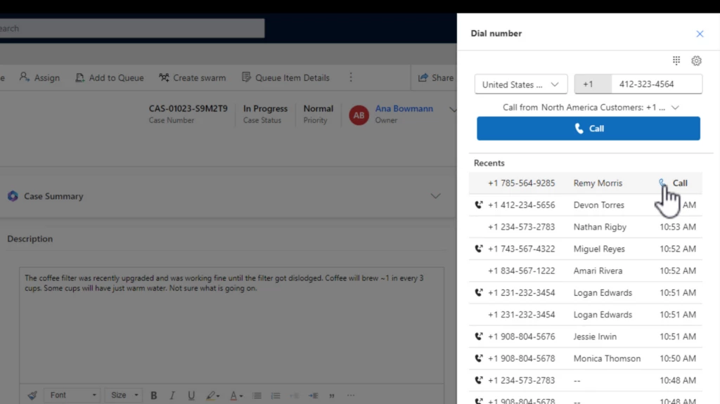 Outbound dialing experience in Dynamics 365 Customer Service workspace