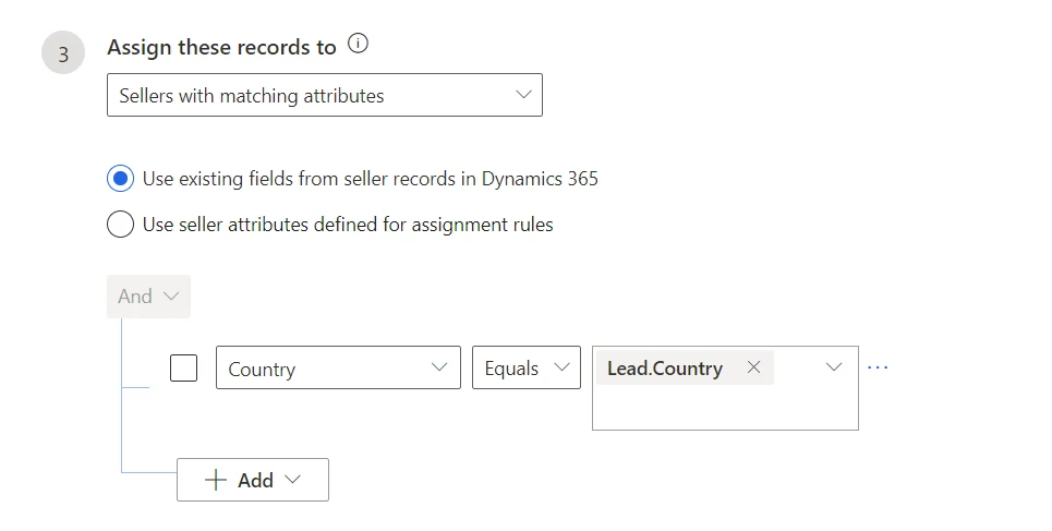 screen showing how to assign a record based only on country
