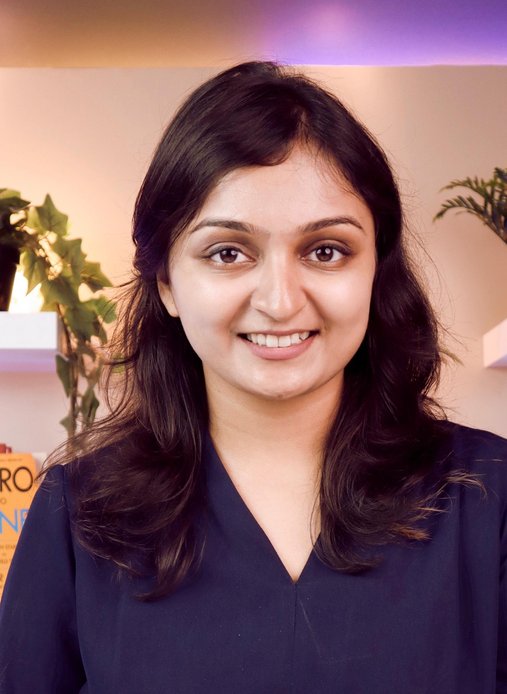 A woman smiling at camera