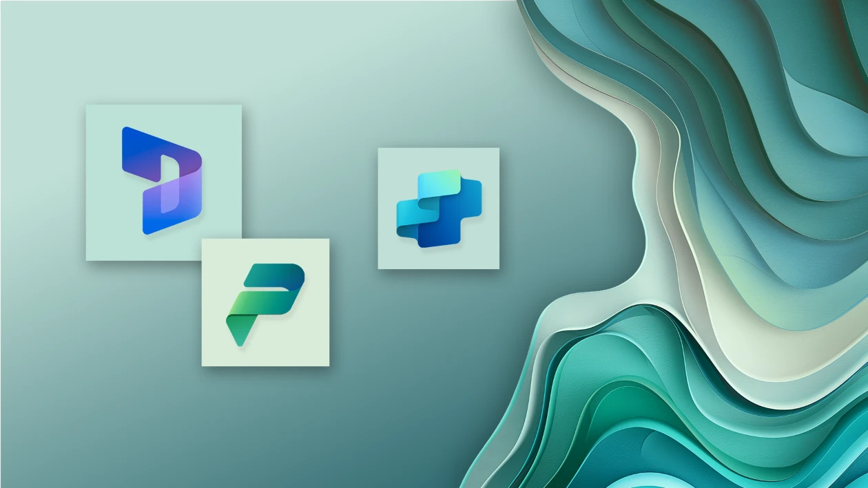 Abstract image with Dynamics 365, Fabric, and Copilot Studio logos