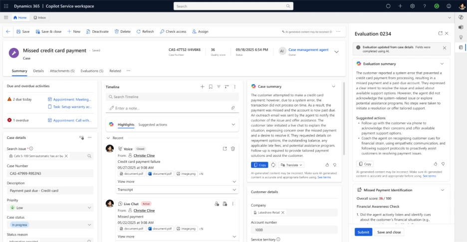 Quality Evaluation Agent evaluation framework in Dynamics 365 Copilot Service workspace