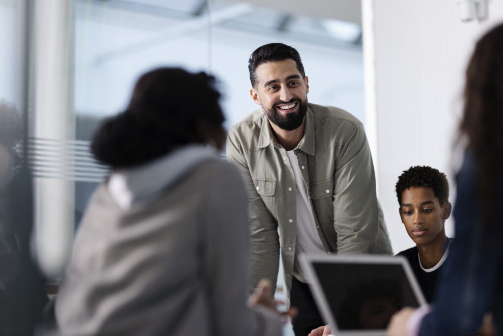 Educator instructing a school class.