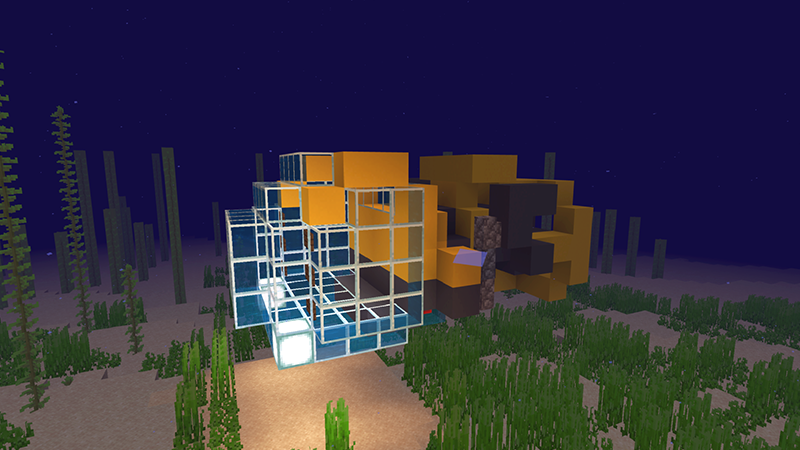 A yellow submersible in Minecraft: Education Edition