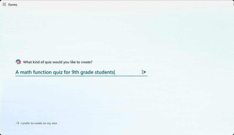 Decorative. An example of content generation with Copilot in Microsoft Forms.