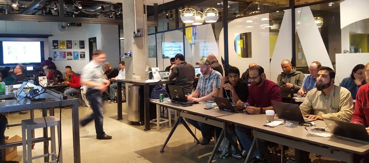 A group of people working together