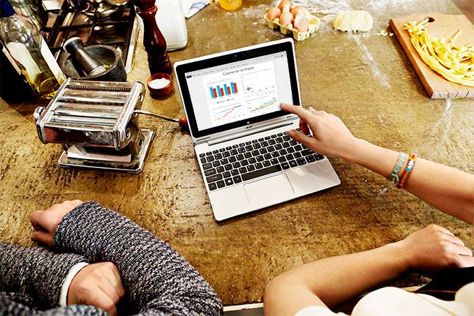 Laptop with opening a chart