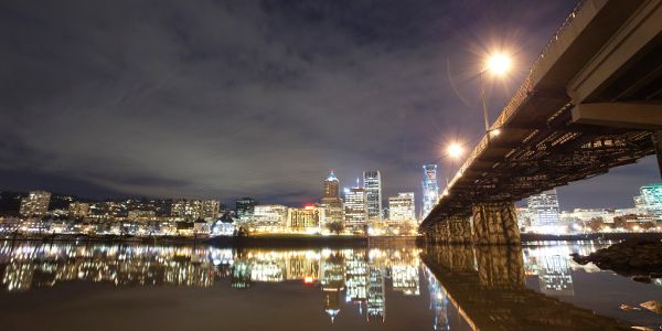 A city at night time