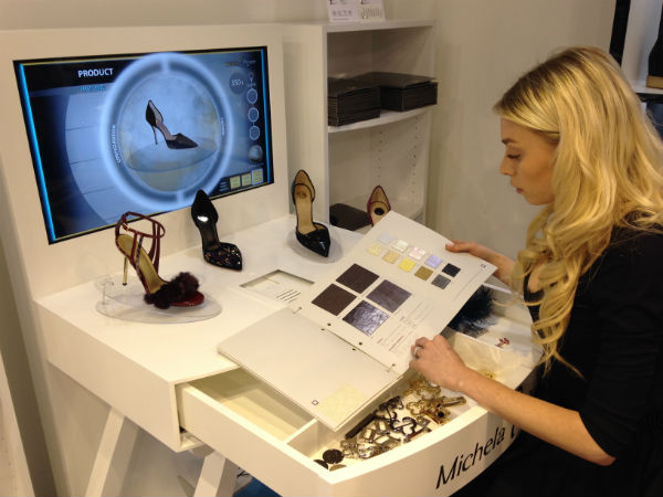 Italian shoe brand Michela Rigucci lets customers personalize the choices they want to make, including color, fabric and accents, using ELSE Corp.’s technology. (Photo courtesy of ELSE Corp.)