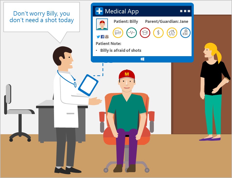 Doctor using app with patient