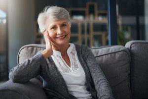 Portrait of a senior woman relaxing on the sofa