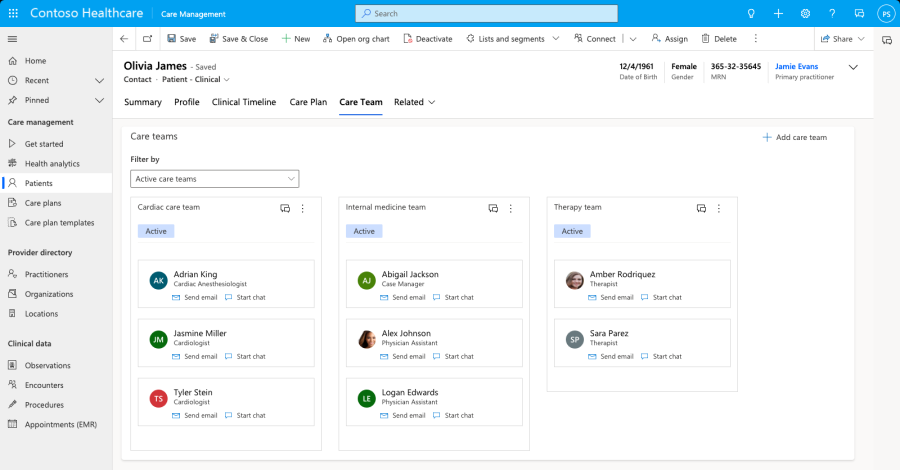 View the activities, care plans, and appointments in the care coordinator dashboard.