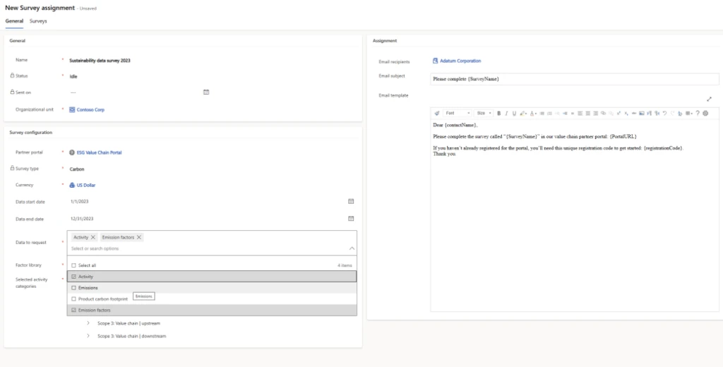 The new survey assignment process in Sustainability Manager makes it easier to collect data from your value chain partners.