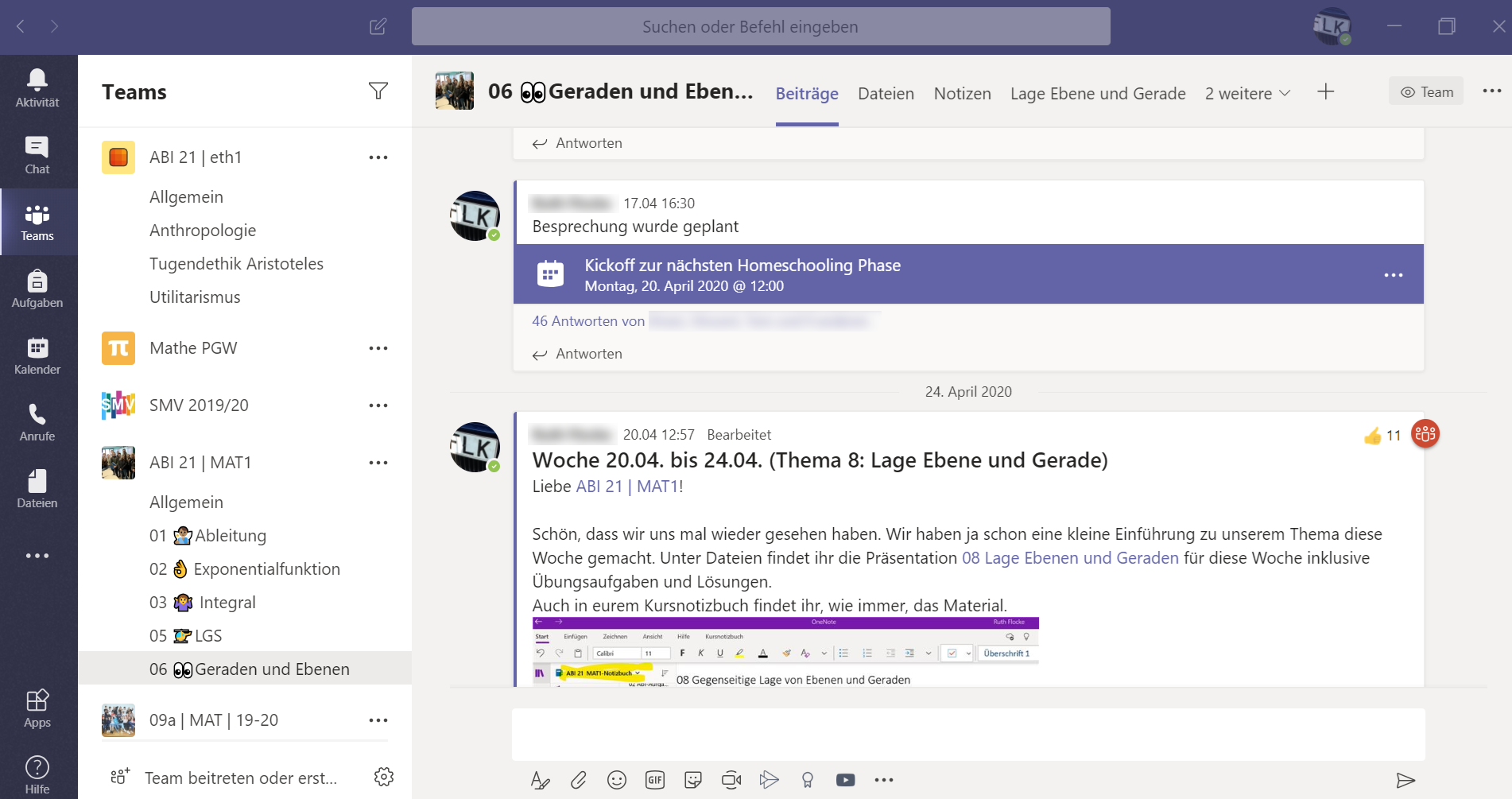 Ein Screenshot der Anwendung Microsoft Teams