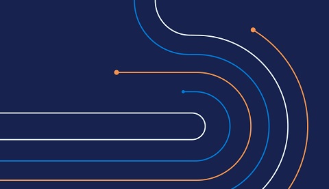 Orange, weiße und blaue Linien auf dunkelblauem Hintergrund