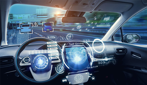 Auto interior mit Holgram Ansichten