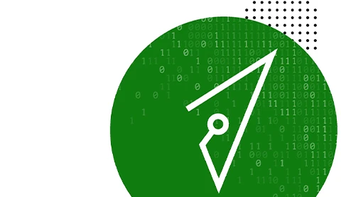 Illustration eines weißen Dreiecks auf einem grünen Kreis.