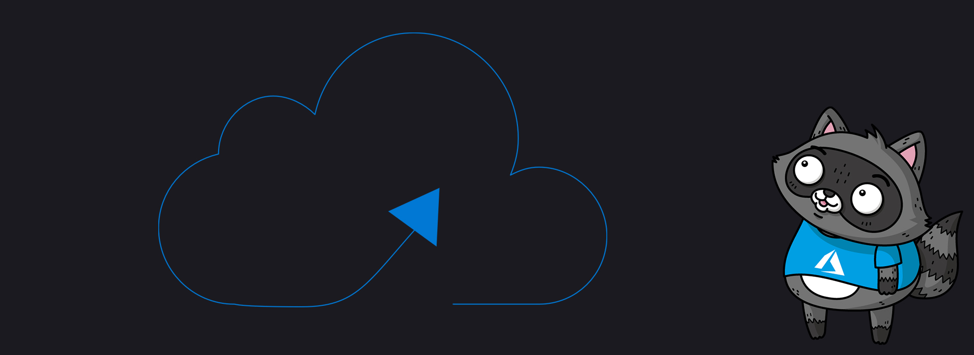 An illustration of a cloud, next to an illustration of Bit the Raccoon.