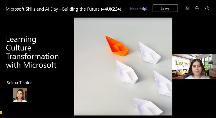 Learning to build a culture transformation at Microsoft PowerPoint slide.