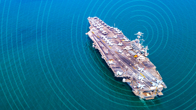 US Navy ship in the middle of the ocean