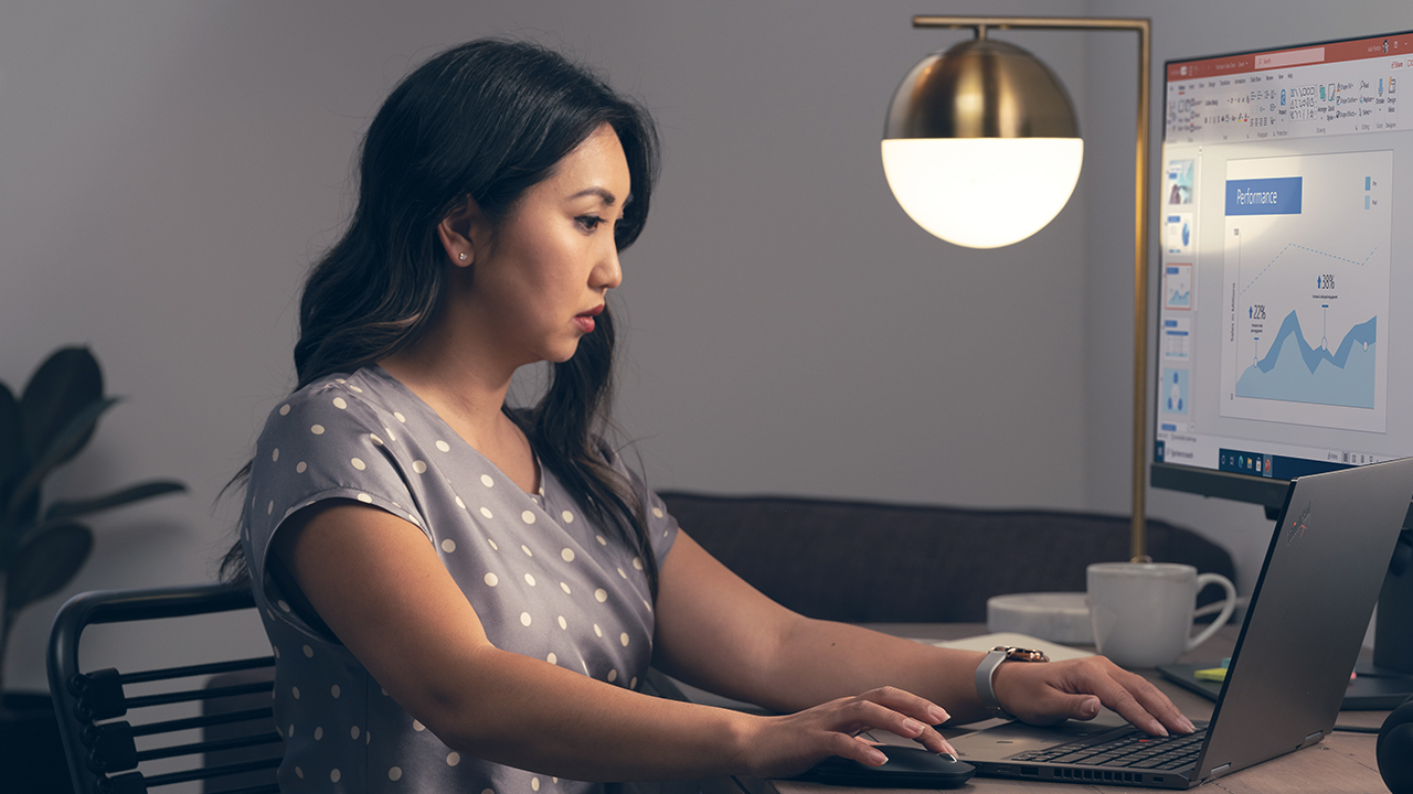 woman working on her laptop.
