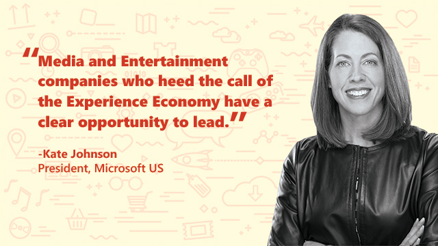 Picture of Kate Johnson, "Media and Entertainment compamoes who heed the call of Experience Economy have a clear opportunity to lead"