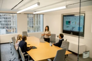People talking in an office room