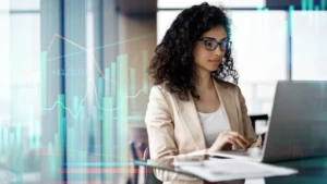 Woman working on her laptop