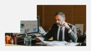 man working in his office space