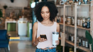 Woman looking at her phone