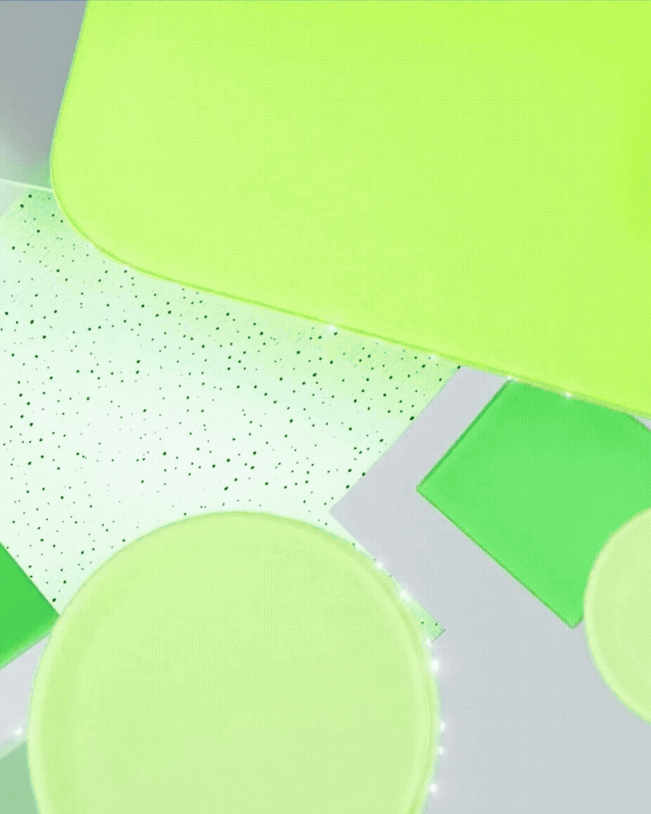 A group of green and grey shapes