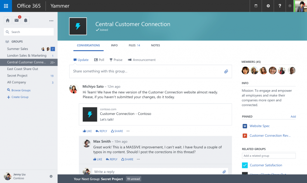 Optimizing Yammer for teams 2