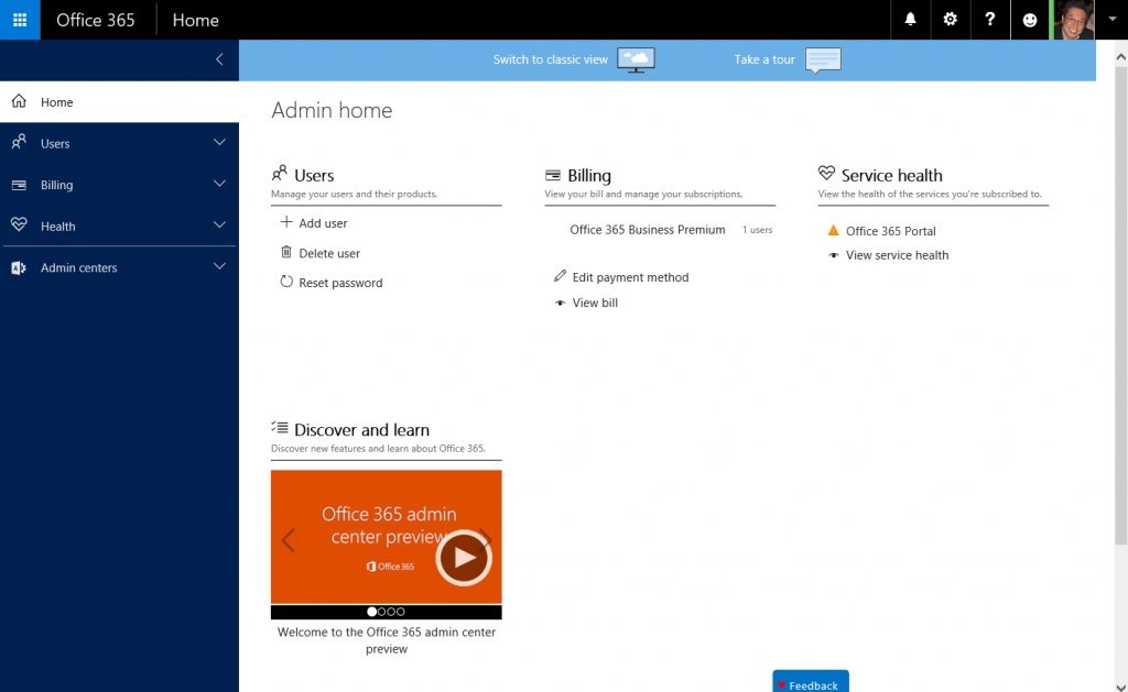 Office 365 Admin Center - 1