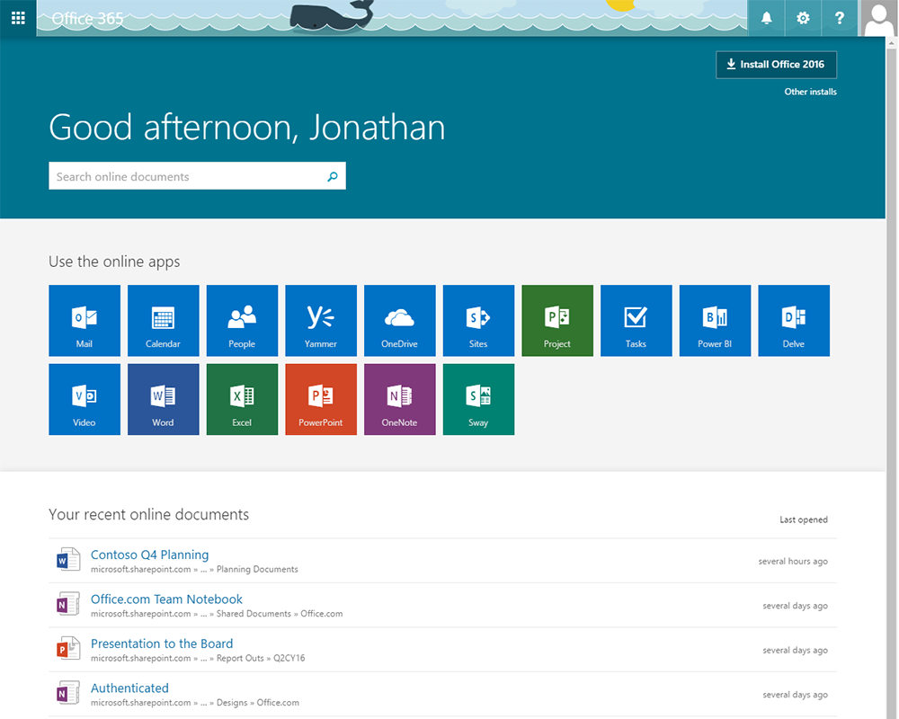 Introducing a new home page experience for Office 365 users 1