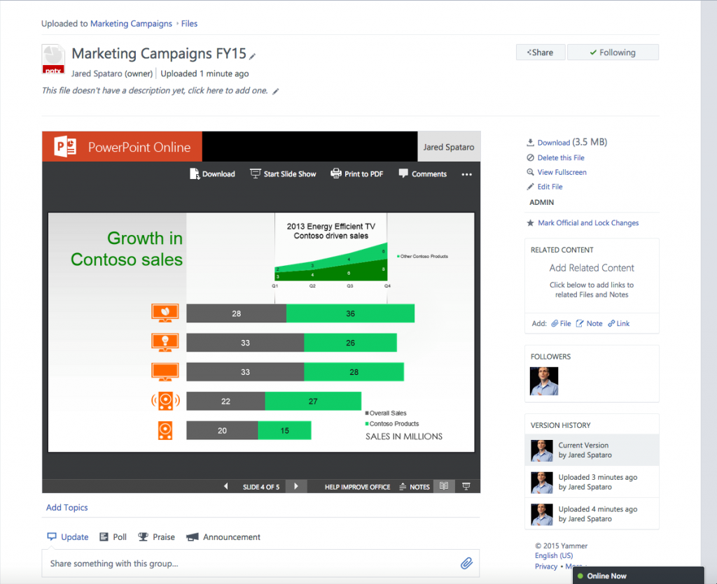 Document collaboration in Yammer just got better with Office Online 3