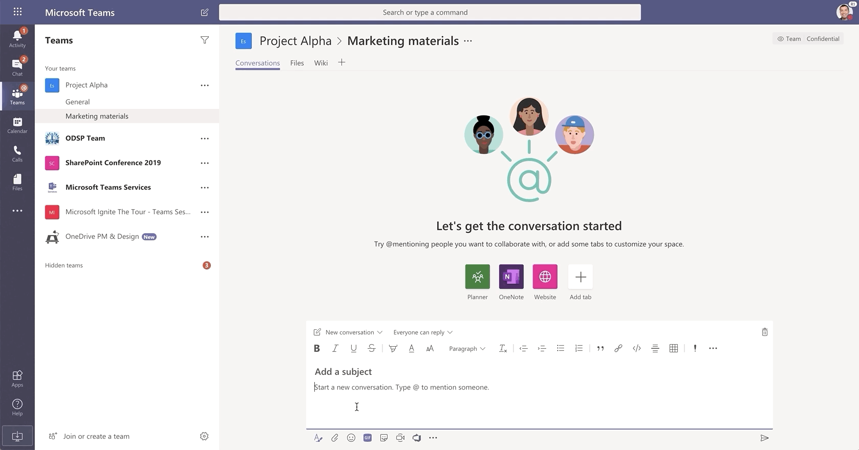 Animated image of a conversation in Microsoft Teams. Animated image of a conversation in Microsoft Teams.