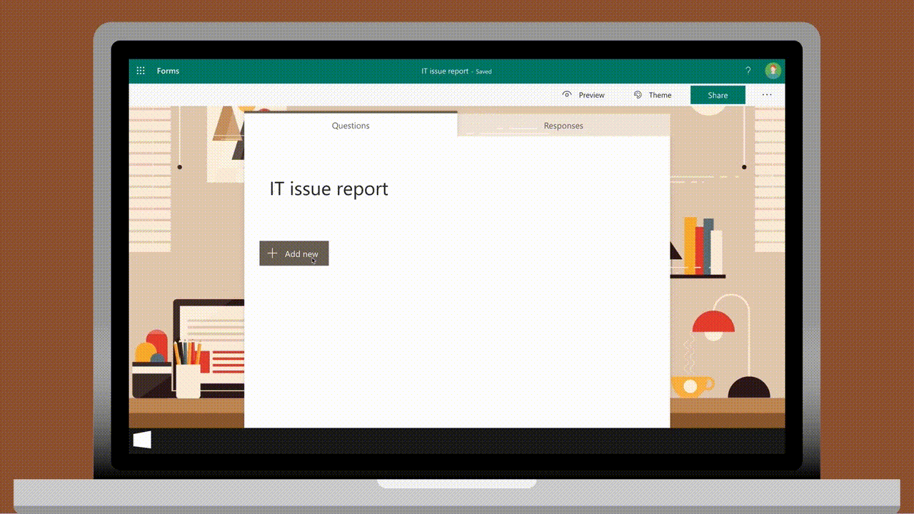 Animated image of a file being uploaded in Microsoft Forms.