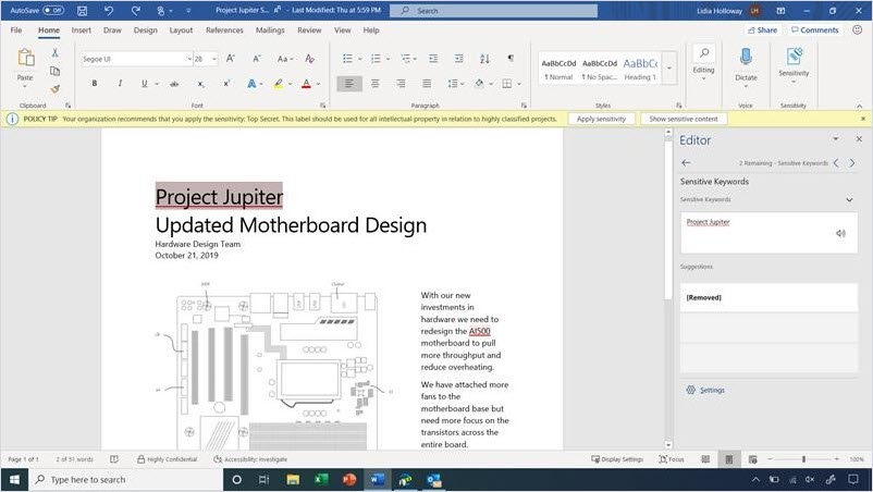 Word window showing with new trainable classifiers.