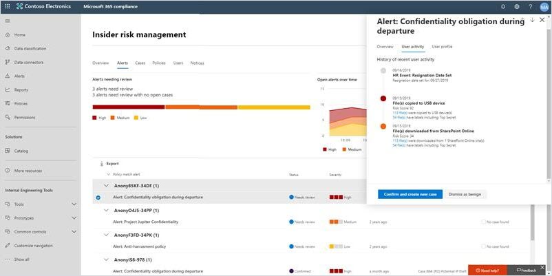A view of the Insider Risk Management screen.