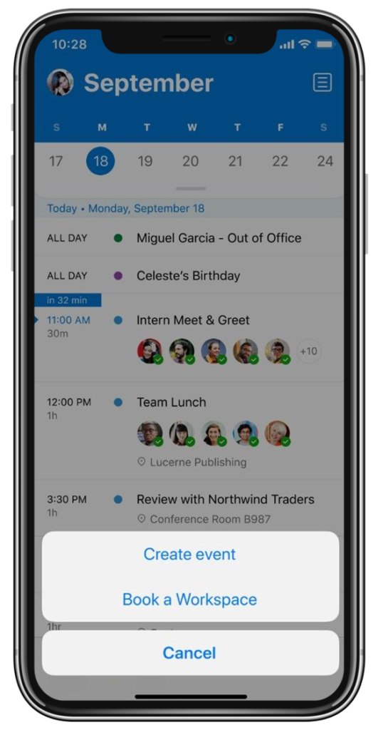 Book Workspace from Outlook