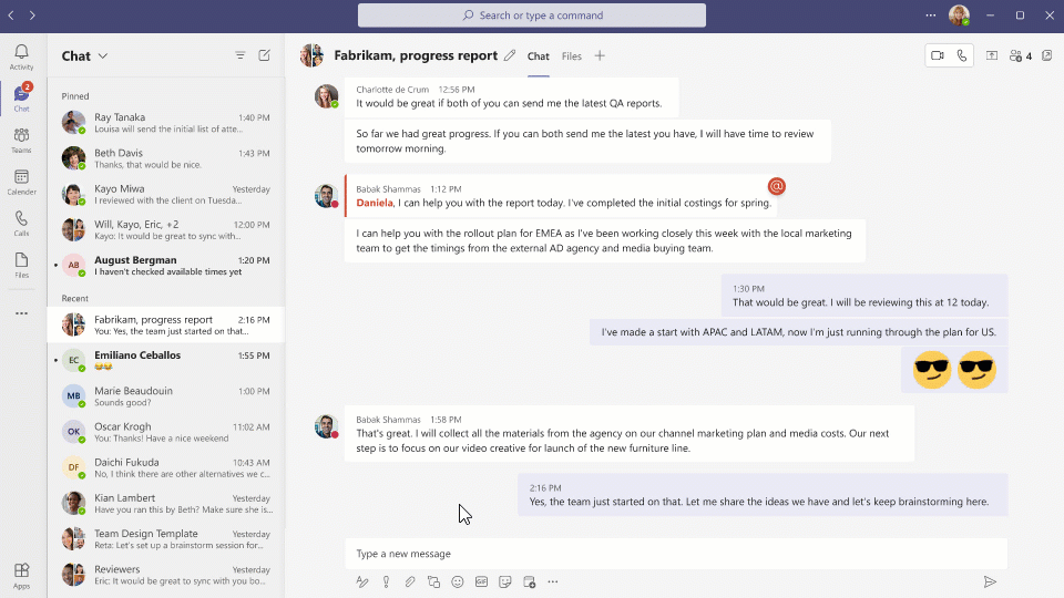 GIF showing how to Pin a message in Microsoft Teams.