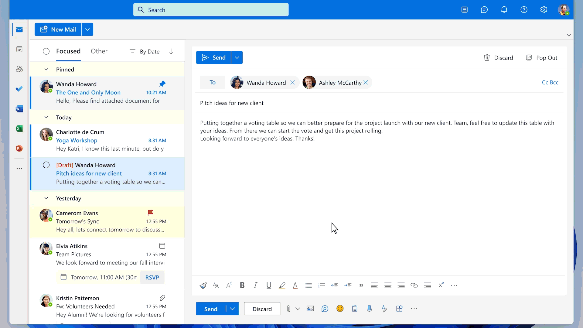 Loop components in Teams chat and Outlook email offer a new way to ideate, create, and make decisions together.
