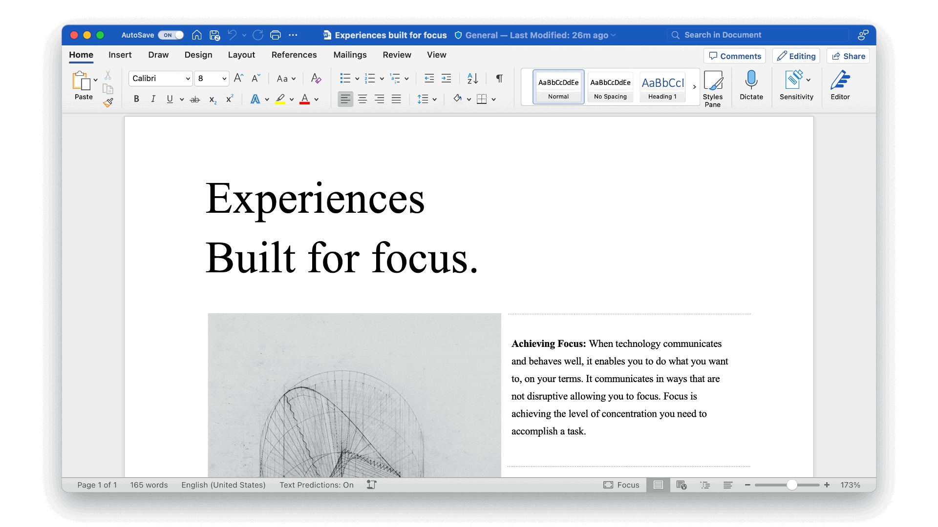 Microsoft Word doc on a Mac device in Aluminum theme and interface.