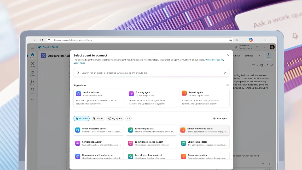 A screenshot of the onboarding agent card UI