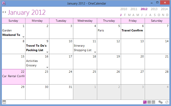 January 2012 calendar