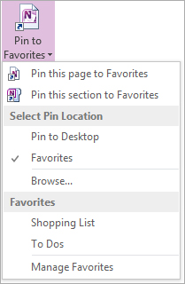 Pin to favorites menu