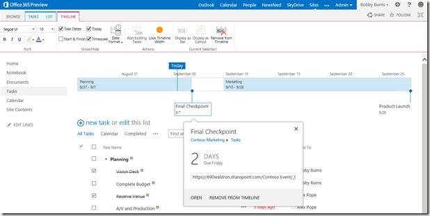 clicking into a timeline item and a details card popped up