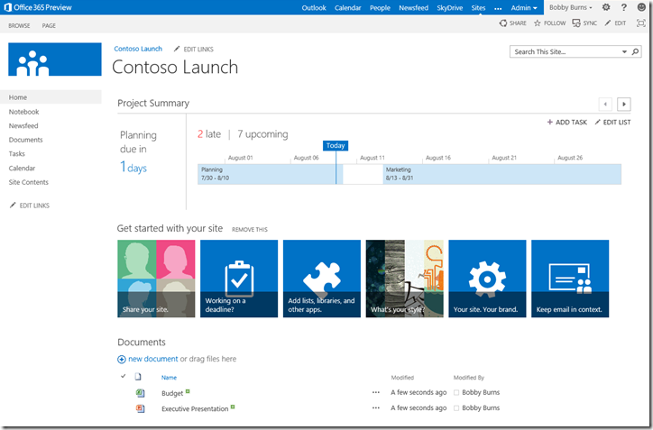 Office 365 preview landing page