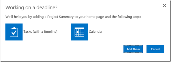 "working on a deadline?" popup